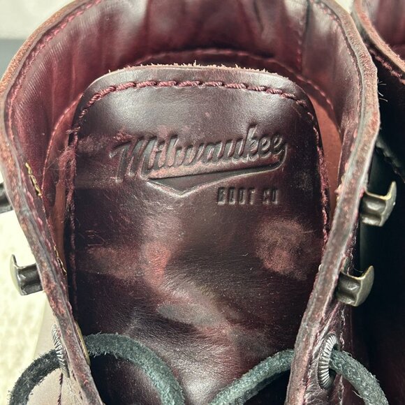 Milwaukee Moc Toe Boots Mens 10 Bradford Oxblood Leather Wedge Workwear Classic - Picture 11 of 13